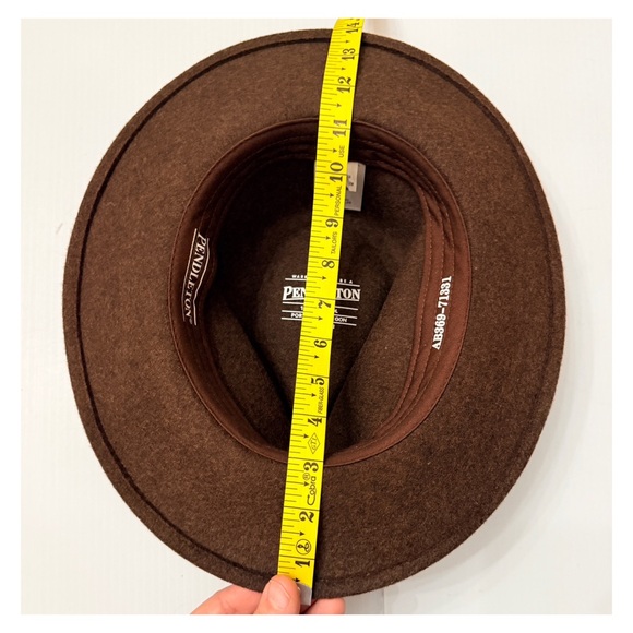 Pendleton Dark Brown Wool Felt Fedora Western Outback Hat - M - Picture 10 of 12